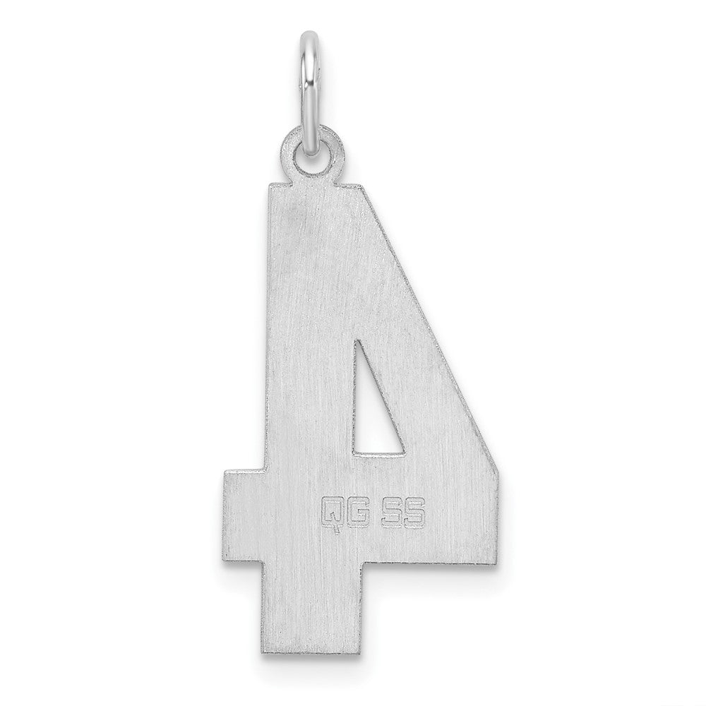 Sterling Silver/Rhodium-plated Polished Number 4 Charm