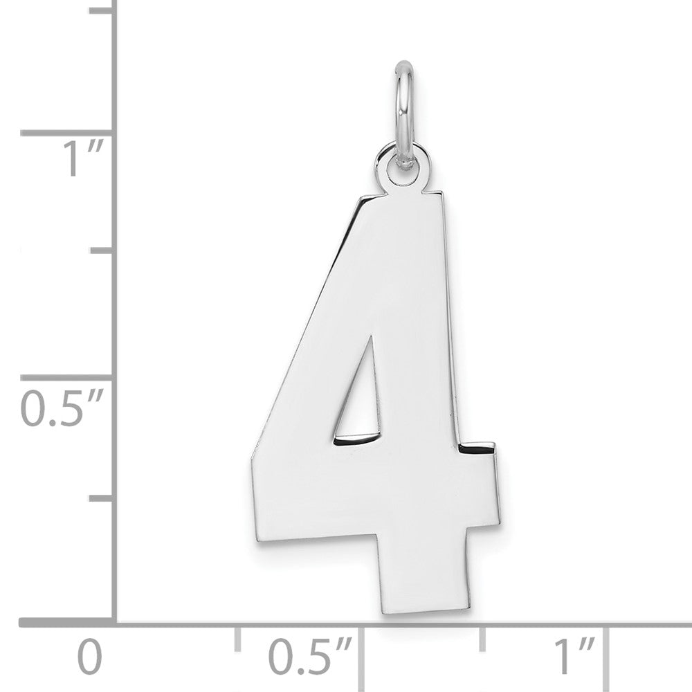 Sterling Silver/Rhodium-plated Polished Number 4 Charm