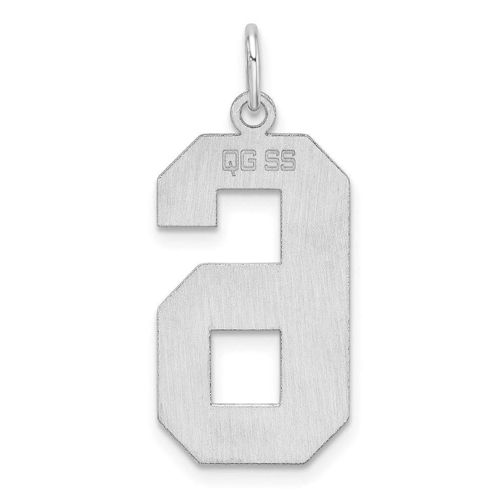 Sterling Silver/Rhodium-plated Polished Number 6 Charm