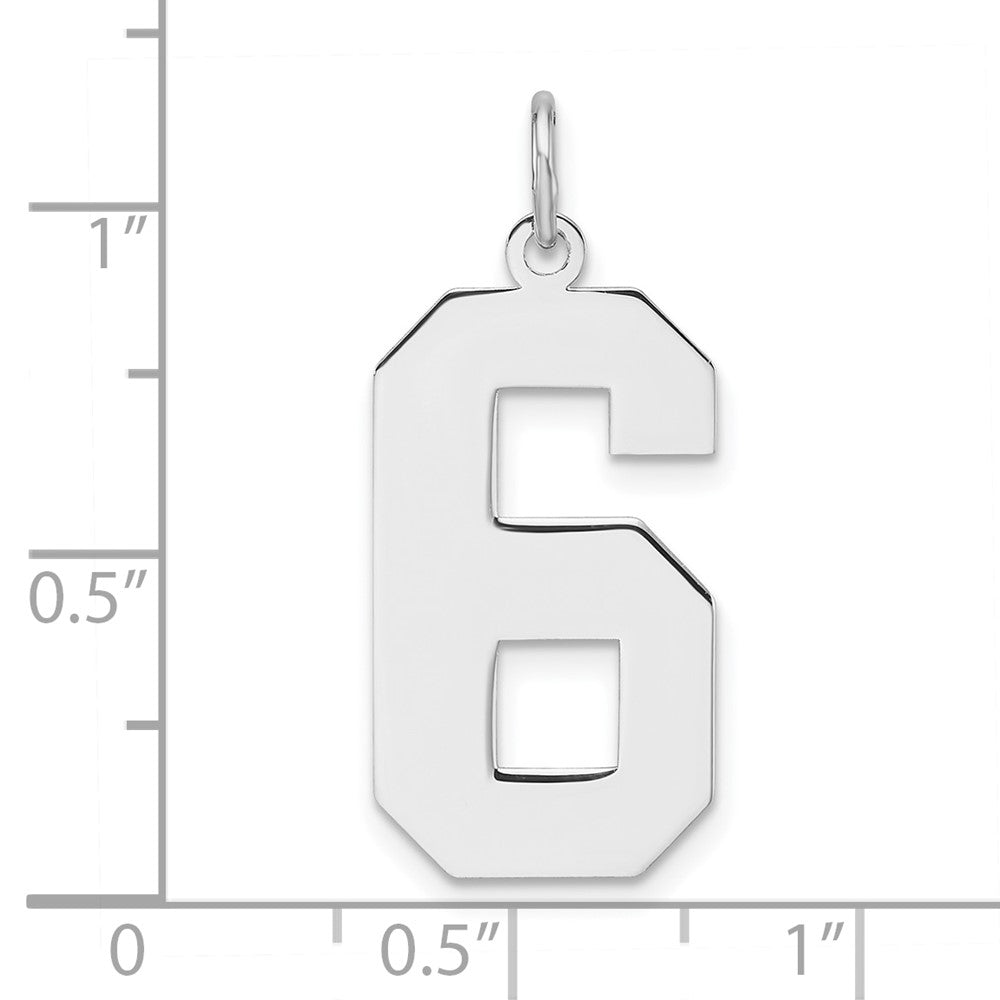 Sterling Silver/Rhodium-plated Polished Number 6 Charm