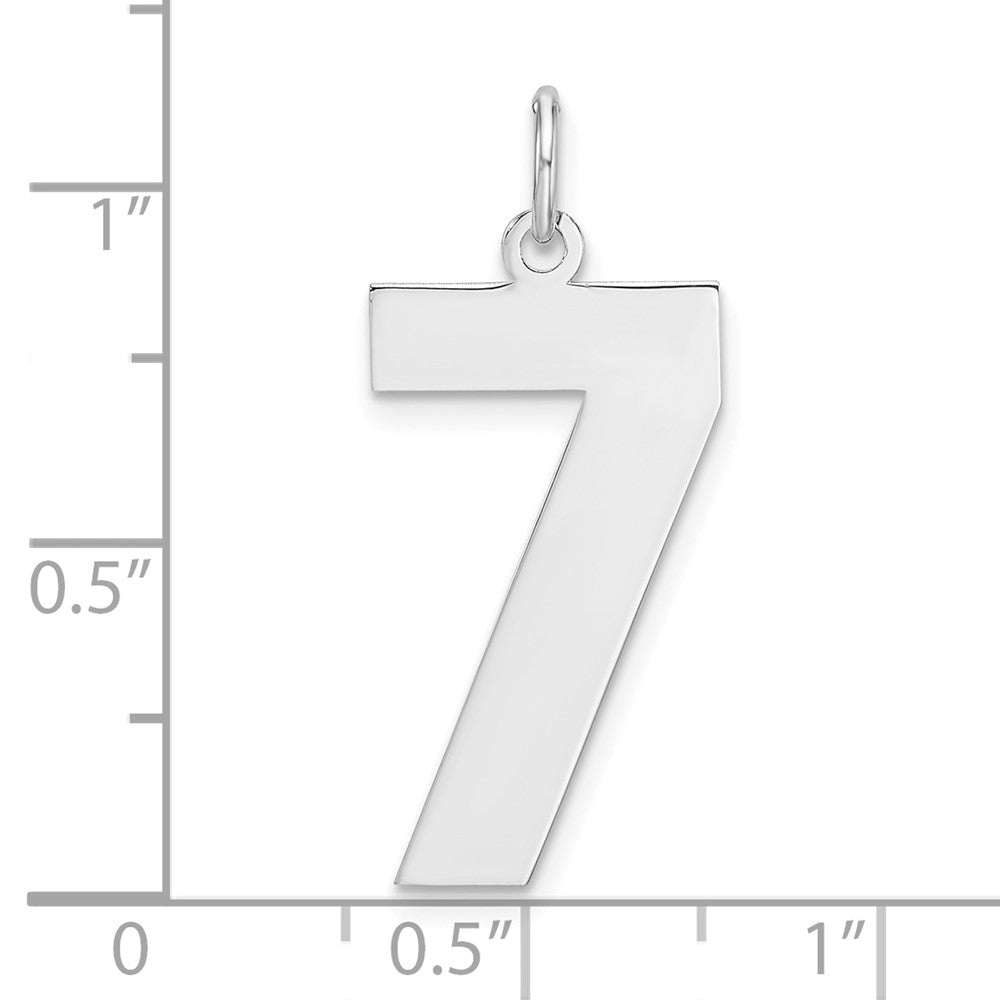 Sterling Silver/Rhodium-plated Polished Number 7 Charm