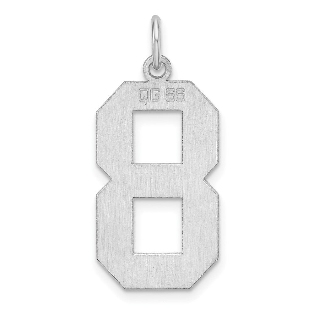 Sterling Silver/Rhodium-plated Polished Number 8 Charm