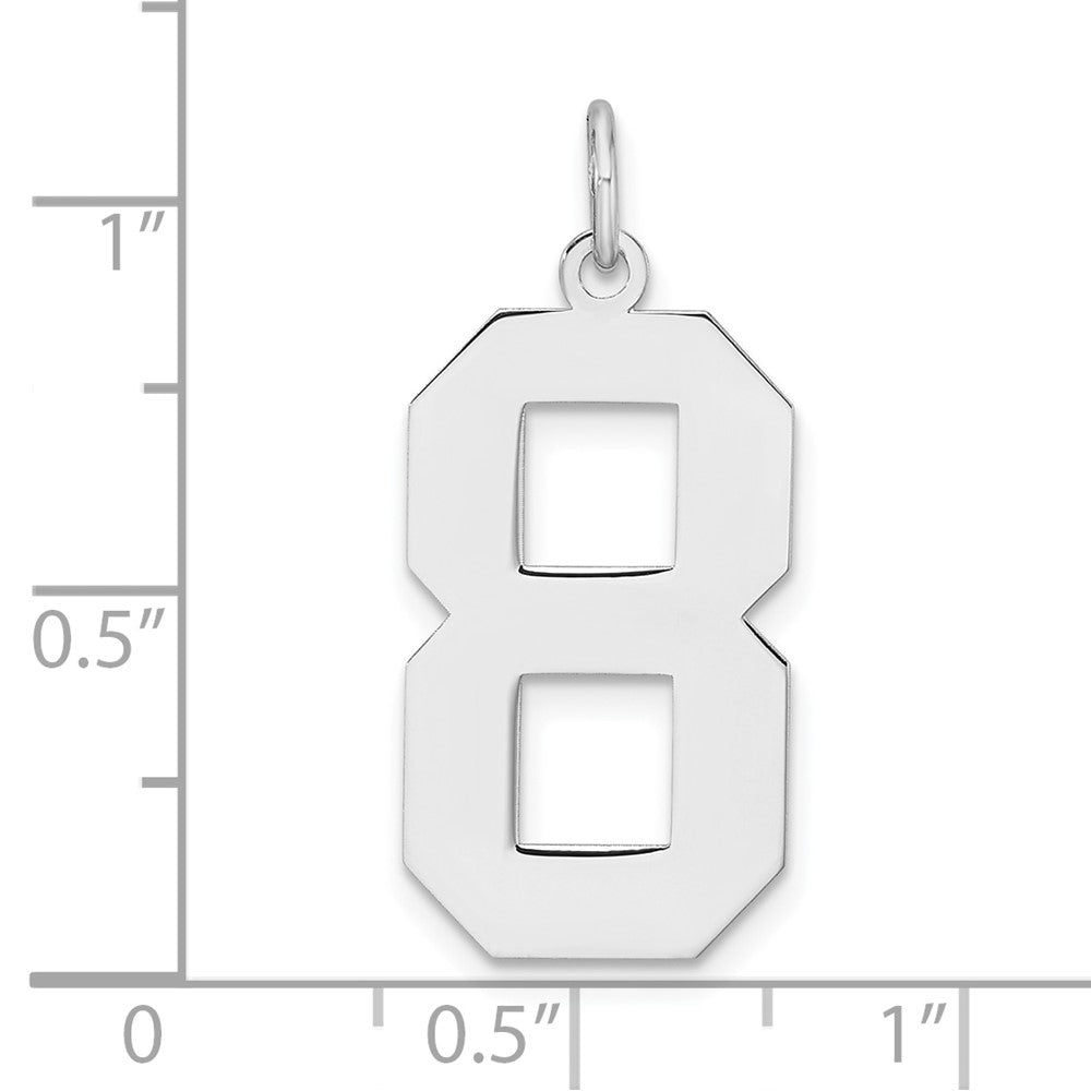 Sterling Silver/Rhodium-plated Polished Number 8 Charm