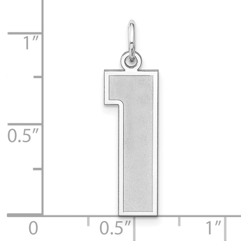 Sterling Silver/Rhodium-plated Satin Number 1 Charm