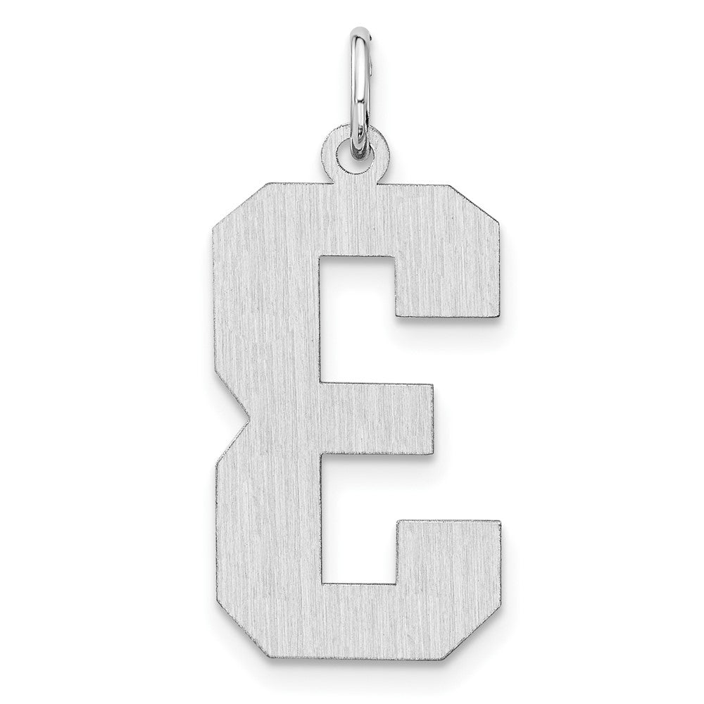 Sterling Silver/Rhodium-plated Satin Number 3 Charm