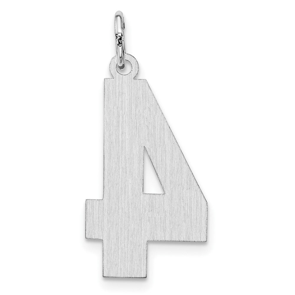 Sterling Silver/Rhodium-plated Satin Number 4 Charm