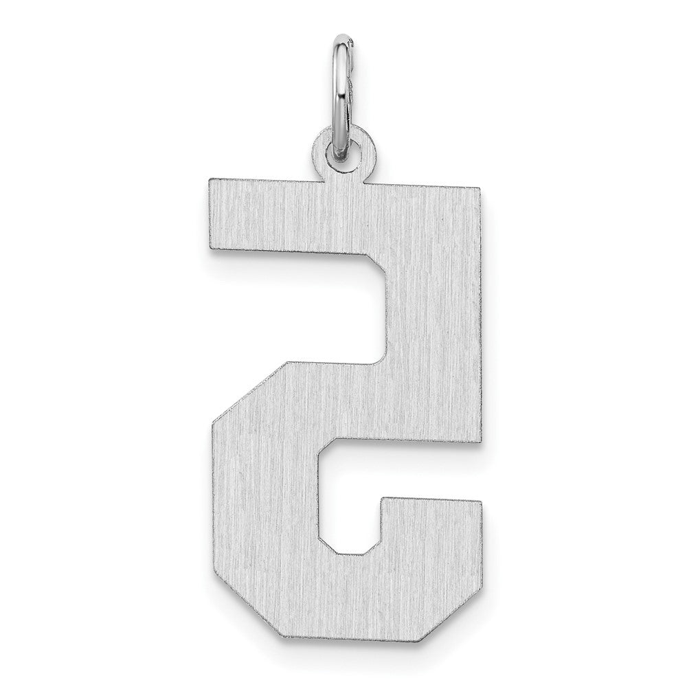 Sterling Silver/Rhodium-plated Satin Number 5 Charm