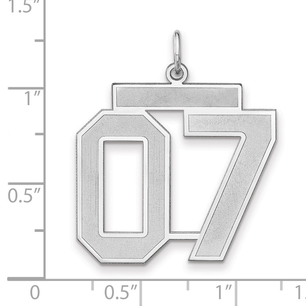 Sterling Silver/Rhodium-plated Satin Number 07 Charm