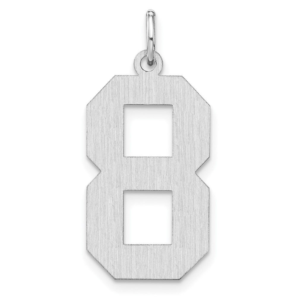 Sterling Silver/Rhodium-plated Satin Number 8 Charm