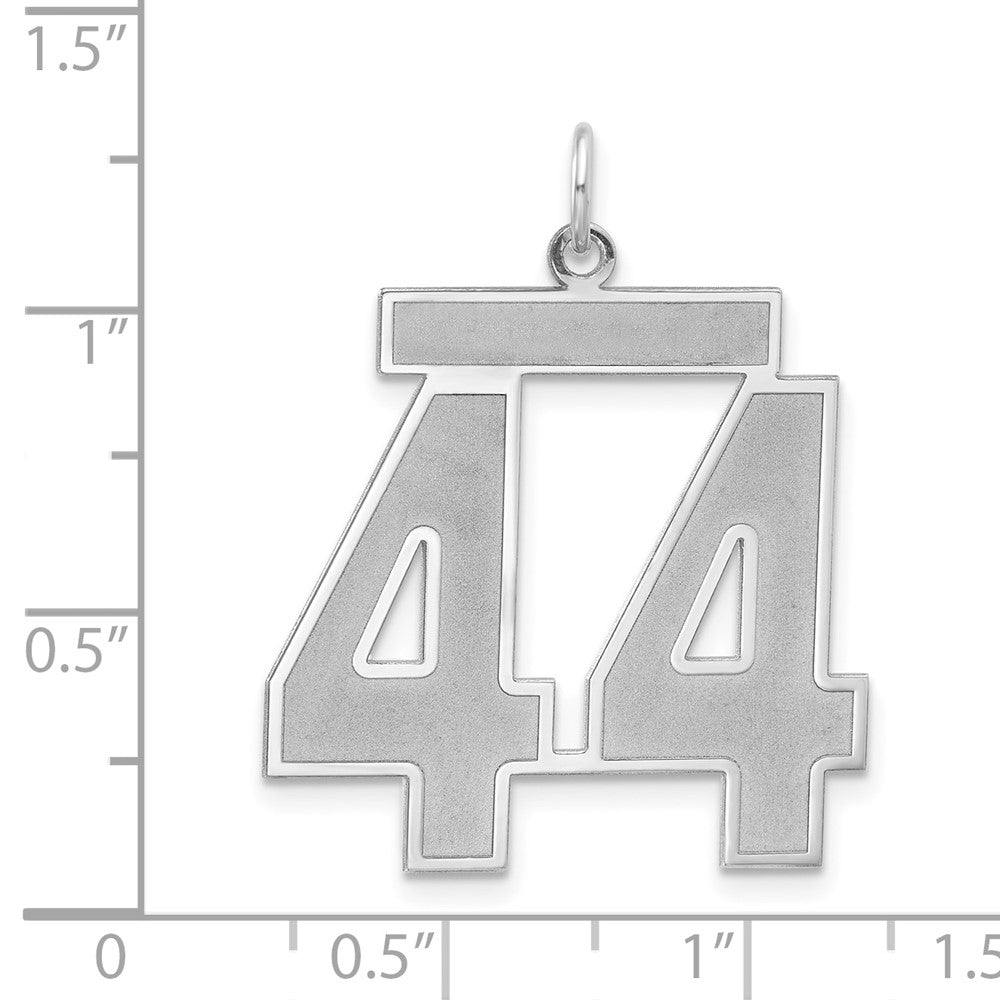 Sterling Silver/Rhodium-plated Satin Number 44 Charm