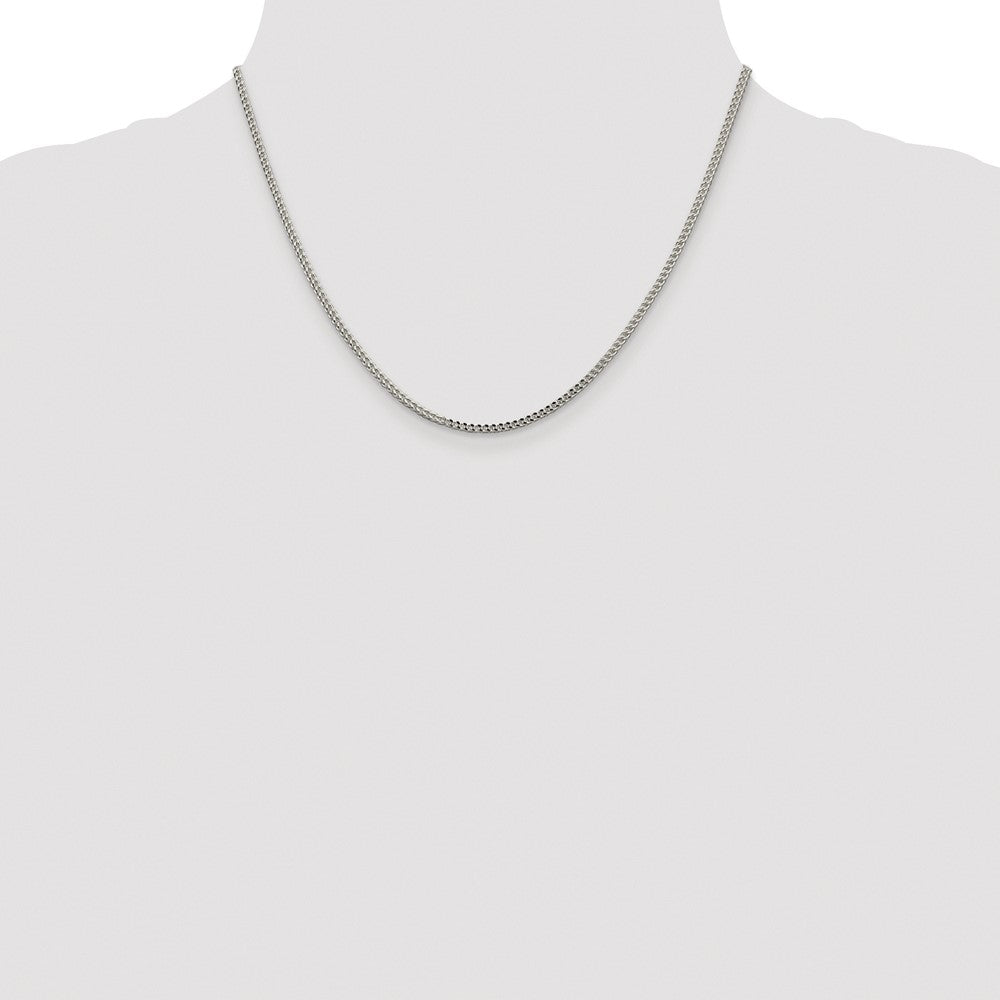 Sterling Silver Rhodium-plated 1.8mm D/C Square Franco Chain