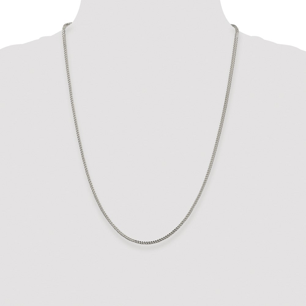 Sterling Silver Rhodium-plated 1.8mm D/C Square Franco Chain