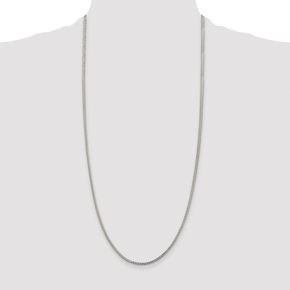 Sterling Silver Rhodium-plated 1.8mm D/C Square Franco Chain