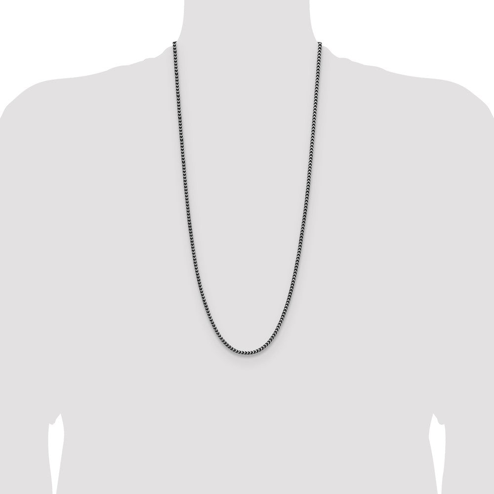 Sterling Silver Antiqued 3.1mm D/C Square Franco Chain