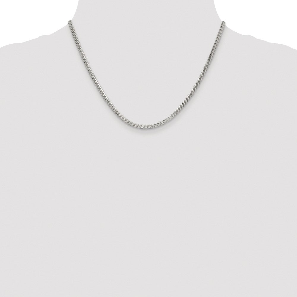 Sterling Silver Rhodium-plated 3mm D/C Square Franco Chain