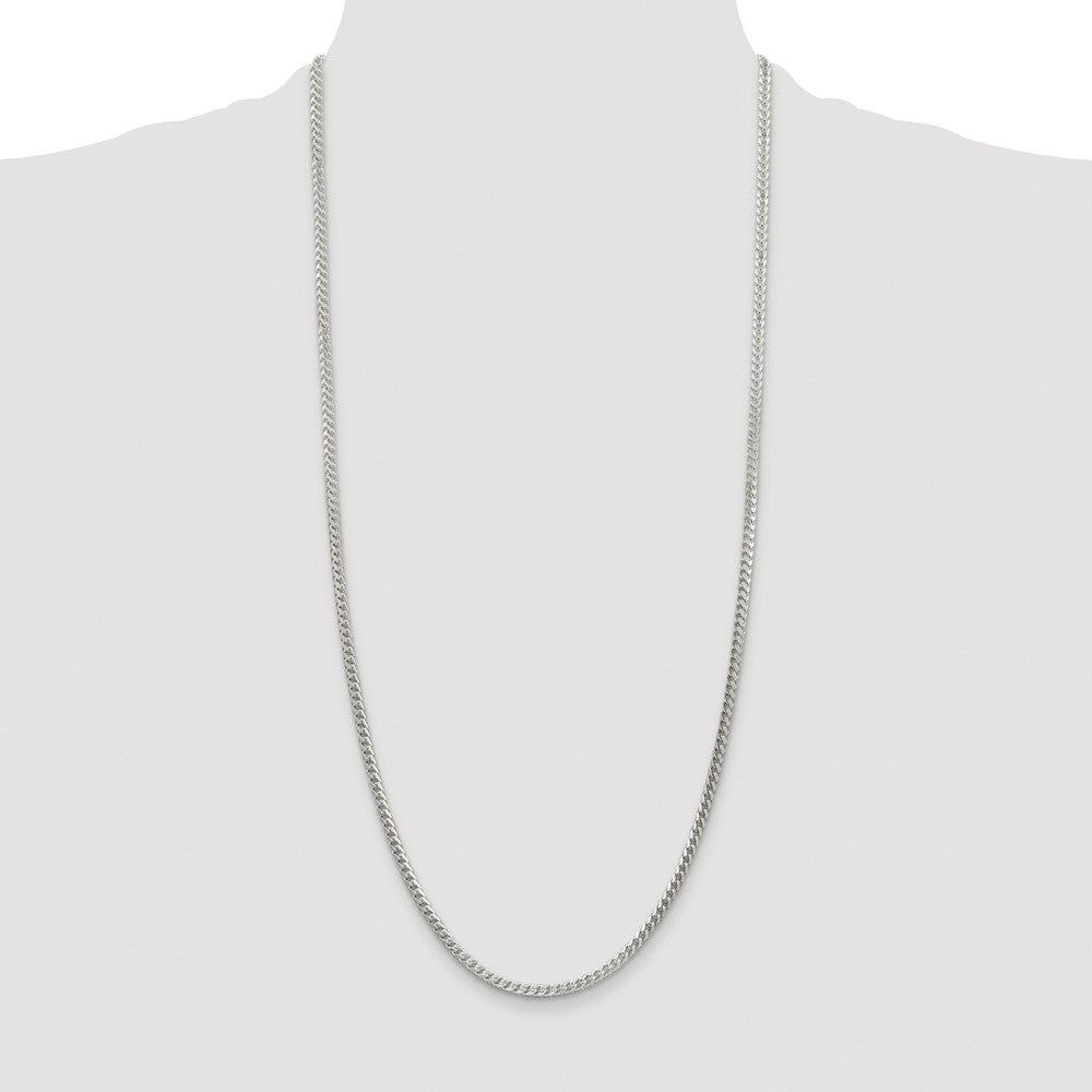 Sterling Silver Rhodium-plated 3mm D/C Square Franco Chain
