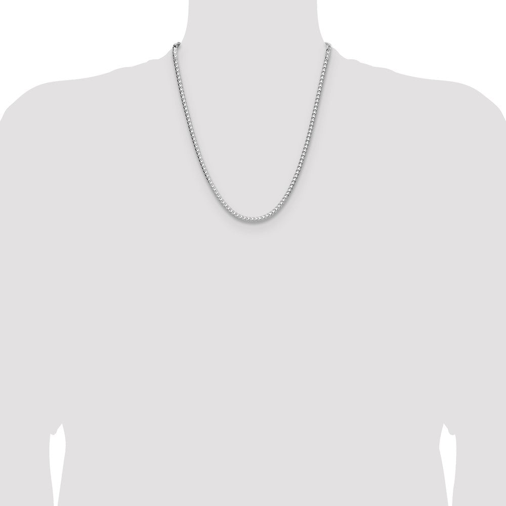 Sterling Silver Rhodium-plated 4.0mm D/C Square Franco Chain