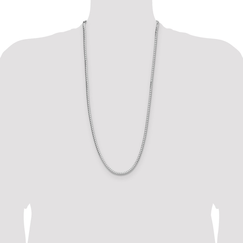 Sterling Silver Rhodium-plated 3.5.0mm D/C Square Franco Chain