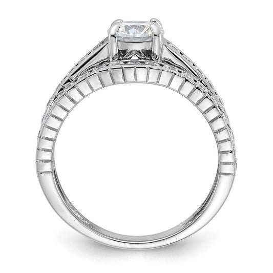 Sterling Silver Rhodium-plated 2-Piece CZ Size 8 Wedding Set Ring