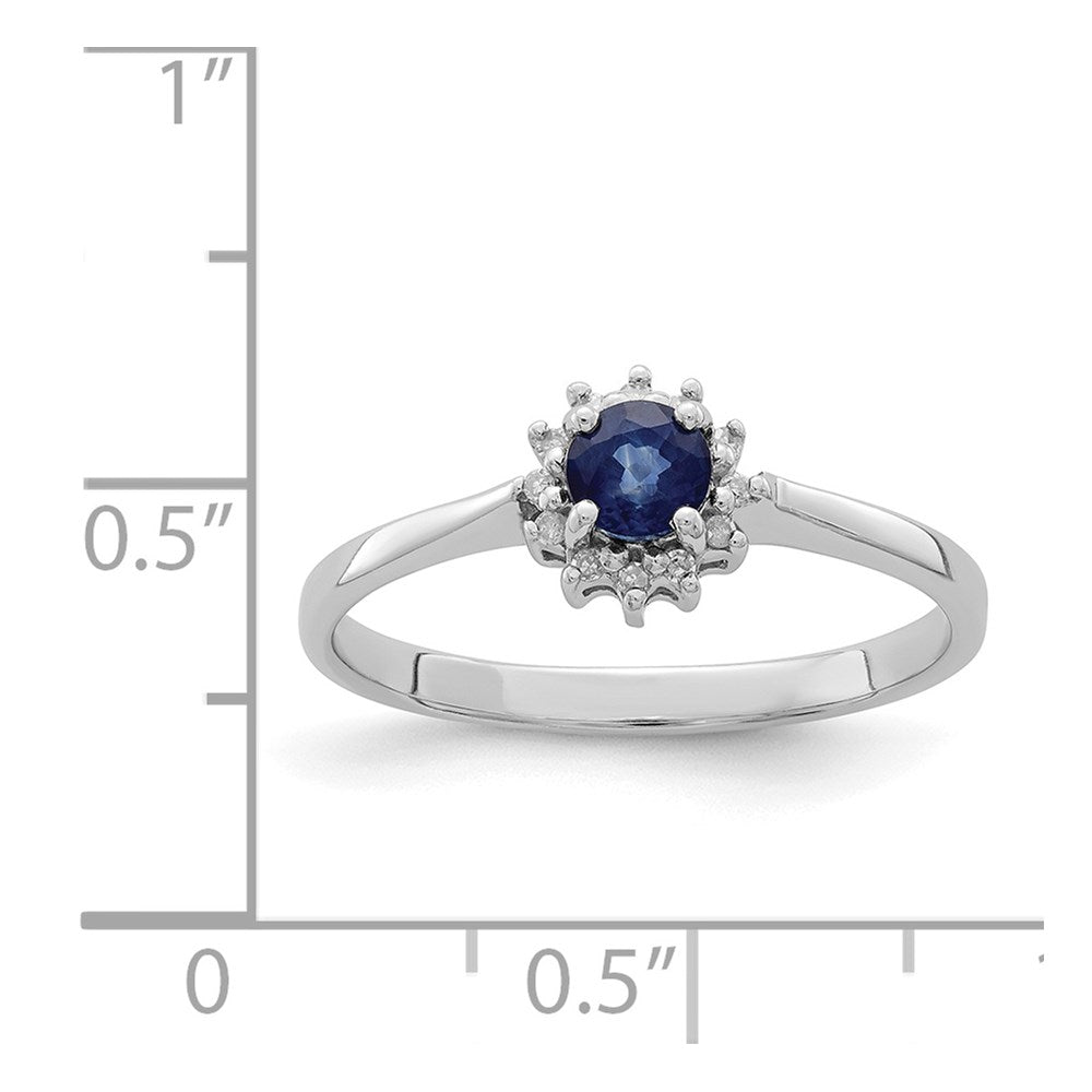 Sterling Silver Rhodium-plated Sapphire & Diamond Ring
