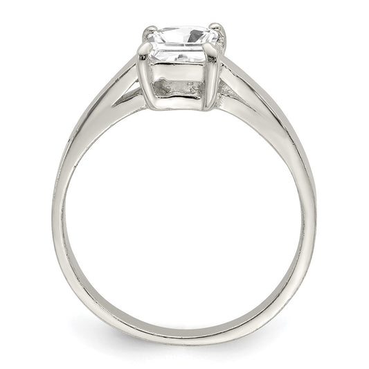 Sterling Silver Solitaire Emerald CZ Ring