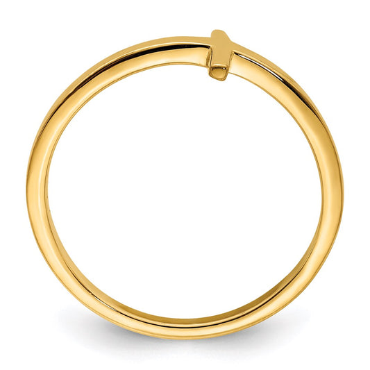 Sterling Silver Yellow Gold-plated Sideways Cross Ring
