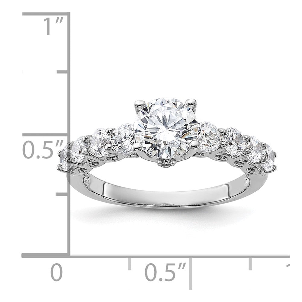 Pure Fire Sterling Silver Rhodium-plated Polished & CZ Ring