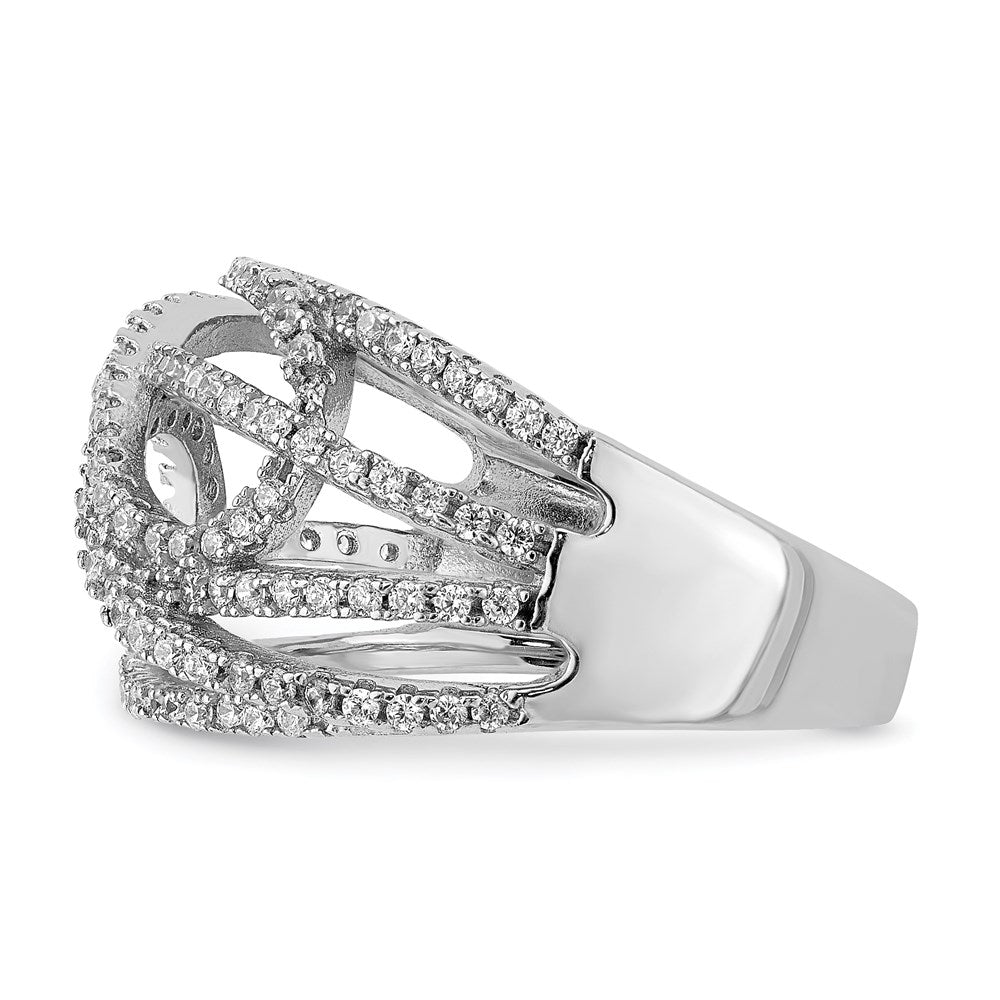 Sterling Silver Rhodium-plated CZ Micro pav Ring