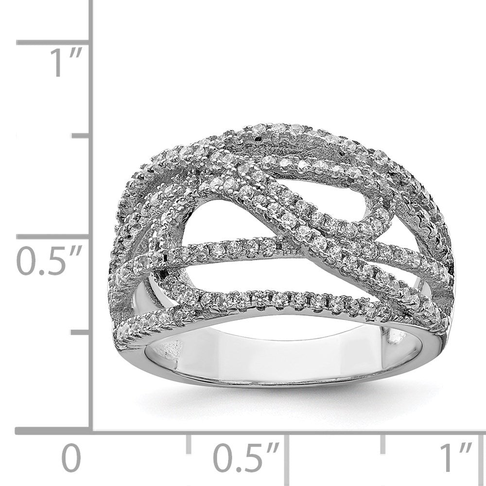 Sterling Silver Rhodium-plated CZ Micro pav Ring