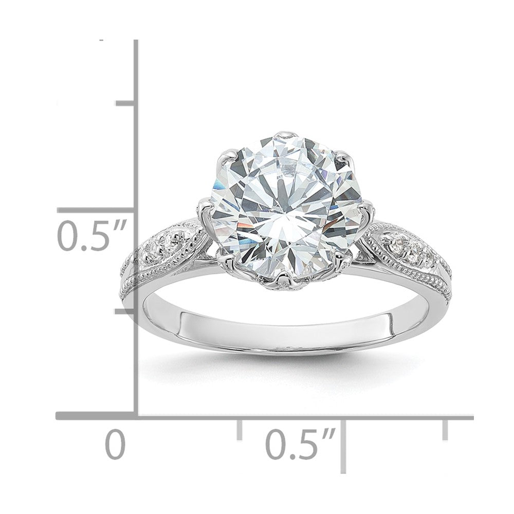 Sterling Silver Rhodium-plated 9mm CZ Ring