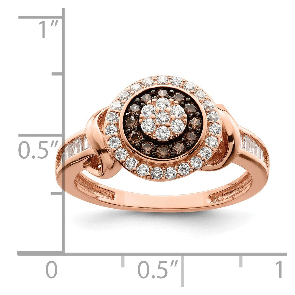 Sterling Silver Rose-tone Black Rhodium-plated CZ Fancy Ring