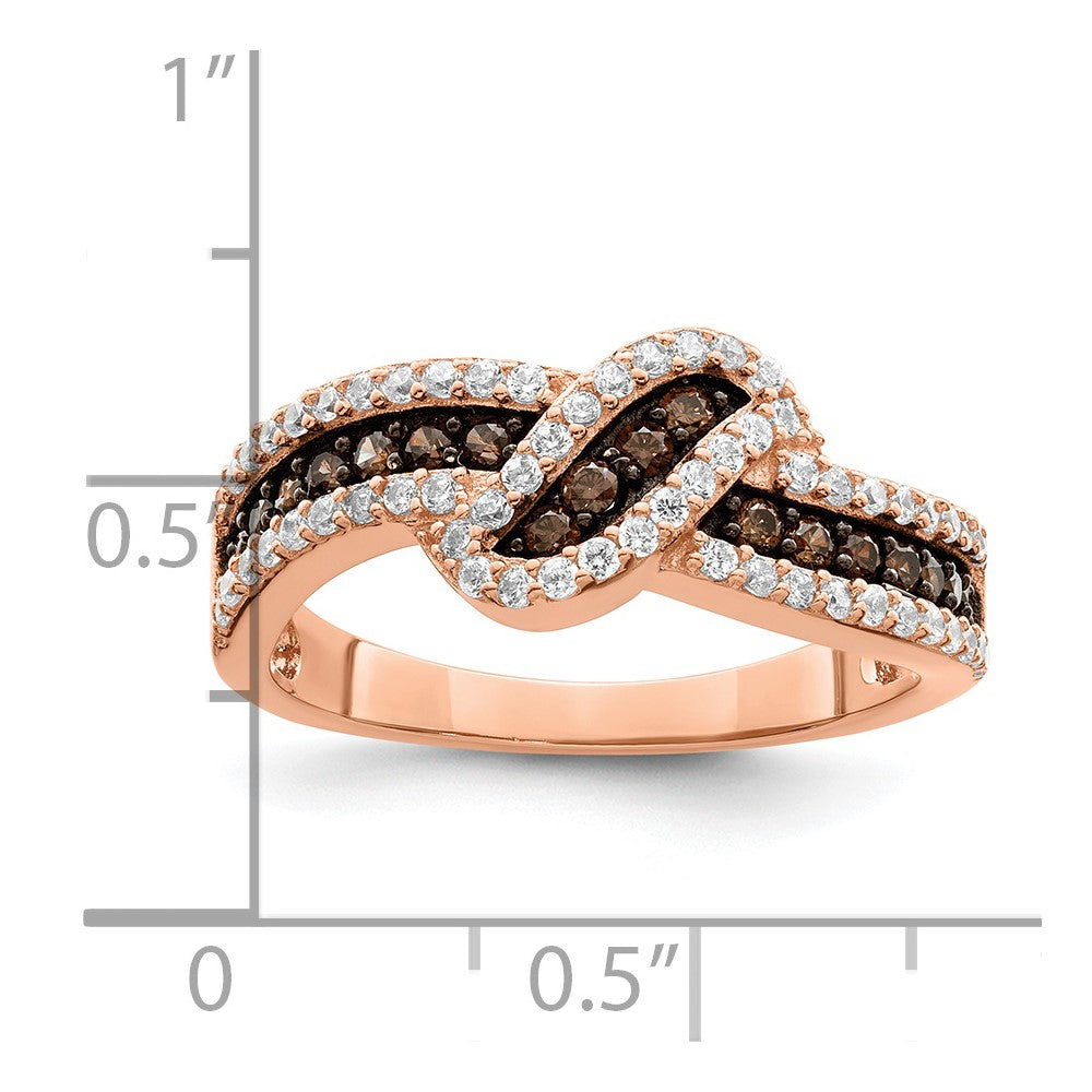 Sterling Silver Rose-tone Black Rhodium-plated CZ Fancy Ring