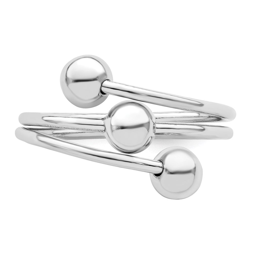 Sterling Silver Rhodium-plated Polished 3 Ball Ring