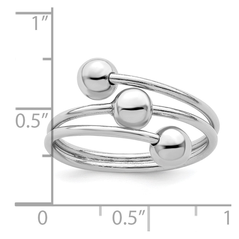 Sterling Silver Rhodium-plated Polished 3 Ball Ring