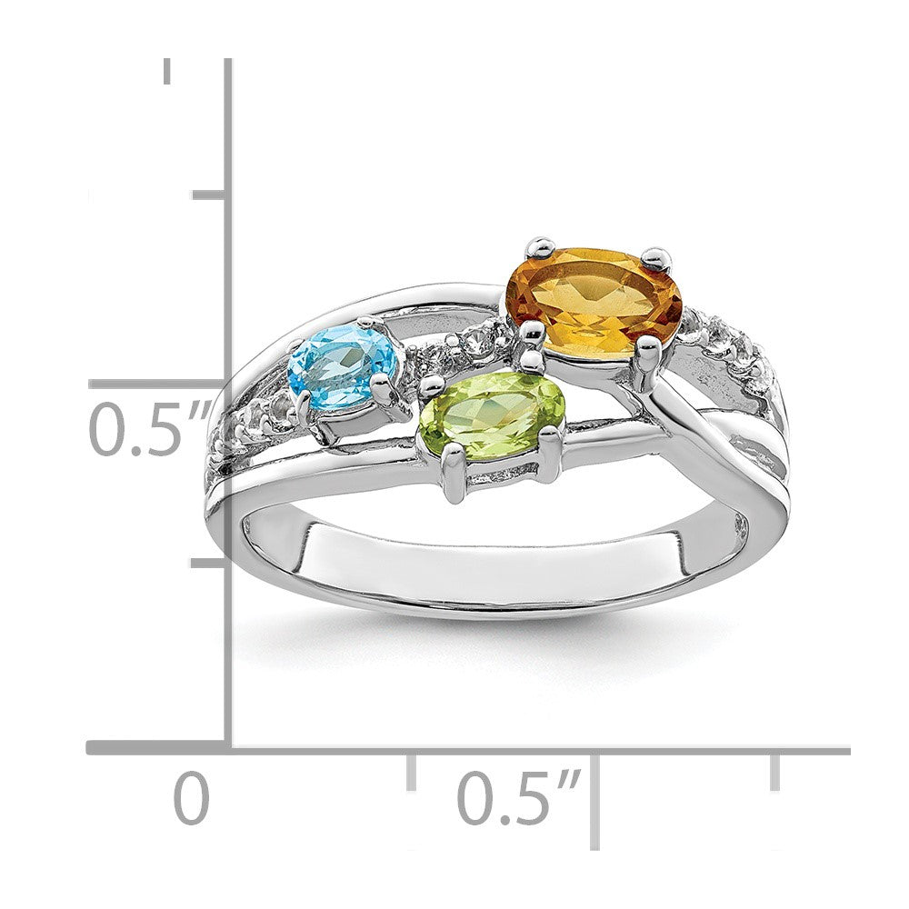 Sterling Silver RH-plated 1.09t.w. CI/PE/LSBT/WT Ring