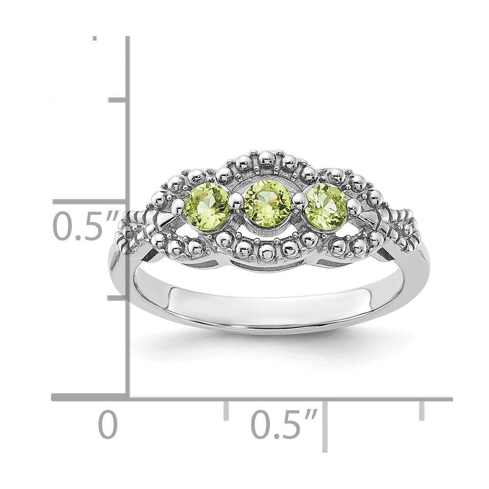Sterling Silver Rhodium-plated Peridot Ring