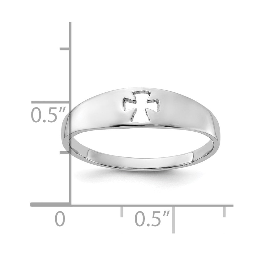 Sterling Silver Rhodium-plated Polished Cut-out Cross Ring
