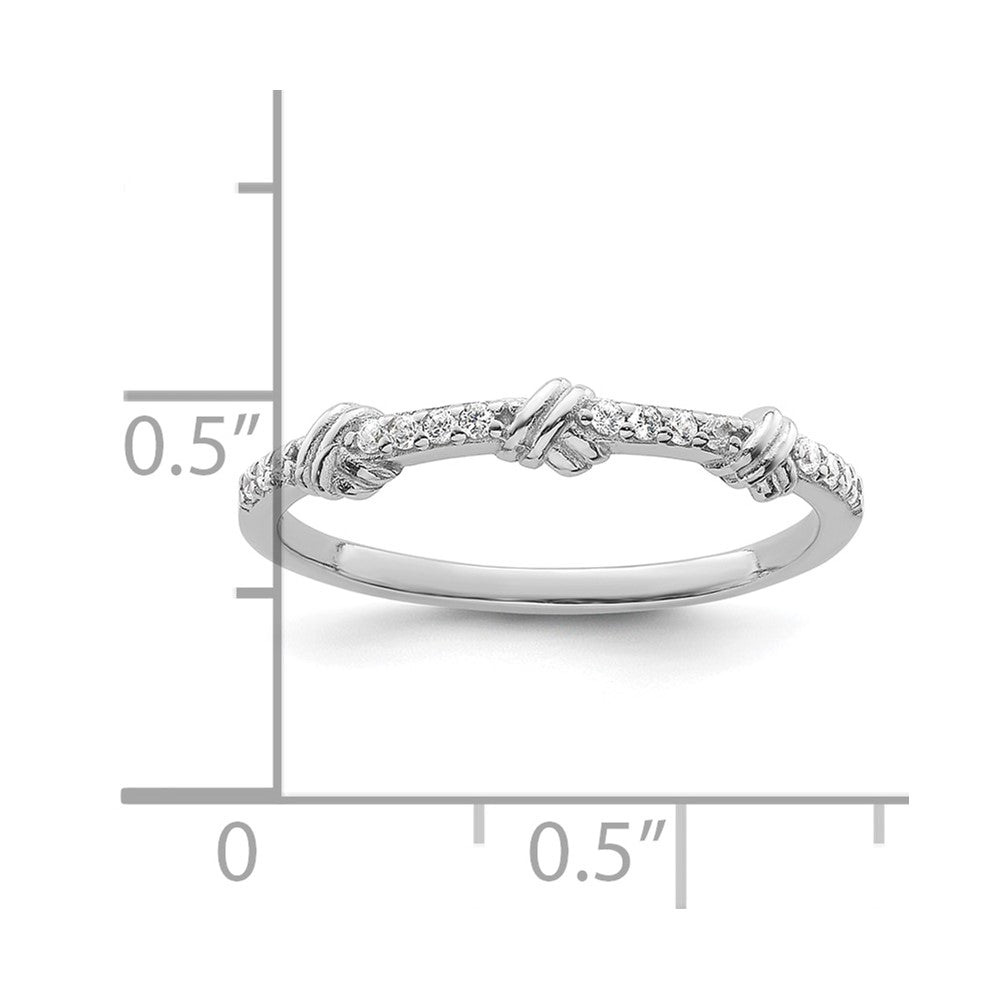 Sterling Silver Rhodium-plated Clear CZ Knot Ring