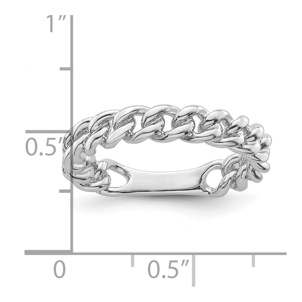 Sterling Silver Rhodium-plated Polished Chain Link Ring