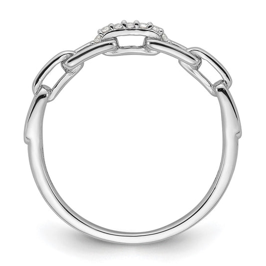 Sterling Silver Rhodium-plated CZ Link Ring