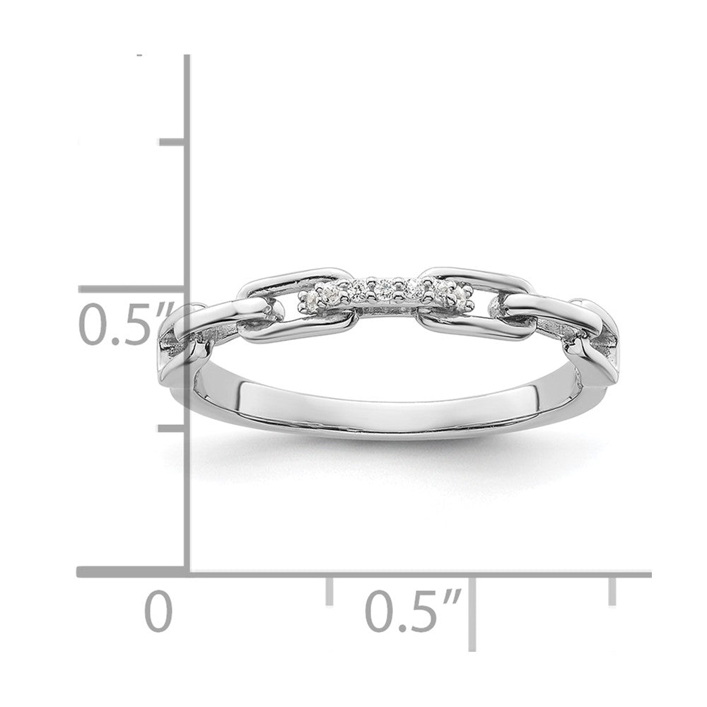 Sterling Silver Rhodium-plated CZ Link Ring
