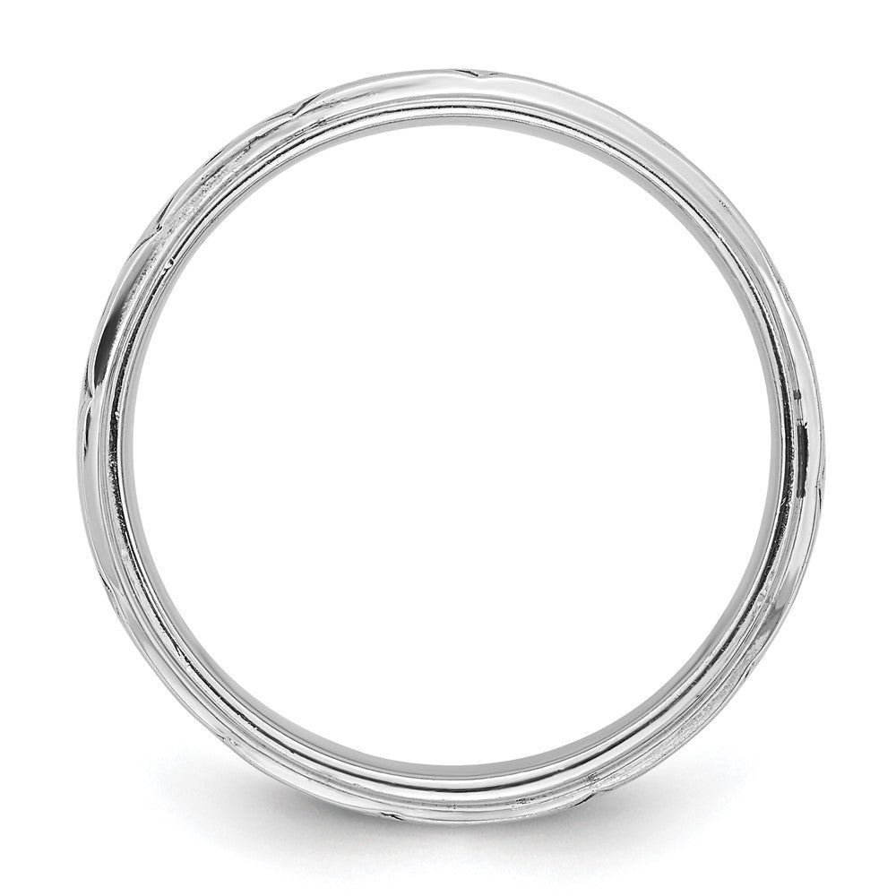 Sterling Silver Rhodium-plated with Antiqued 9mm Zig Zag Band Ring