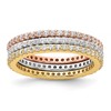 Sterling Silver Rhodium-plated Gold and Rose-tone CZ 3 Eternity Band Set
