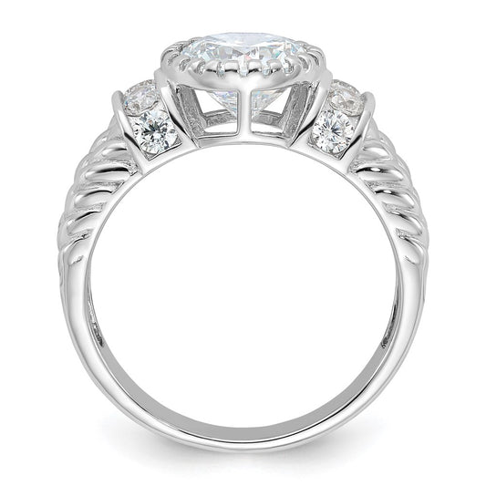 Sterling Silver Rhodium-plated CZ Rope Design Ring