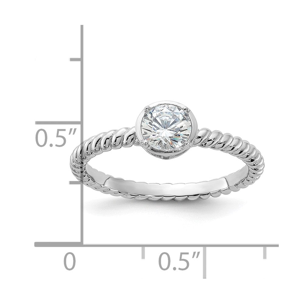 Sterling Silver Rhodium-plated CZ Twisted Ring