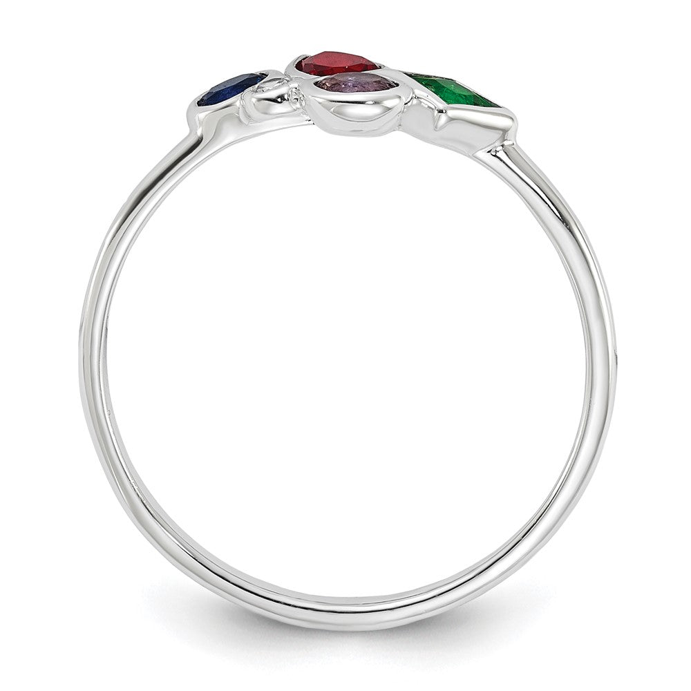 Sterling Silver E-coated Multi Color CZ Ring