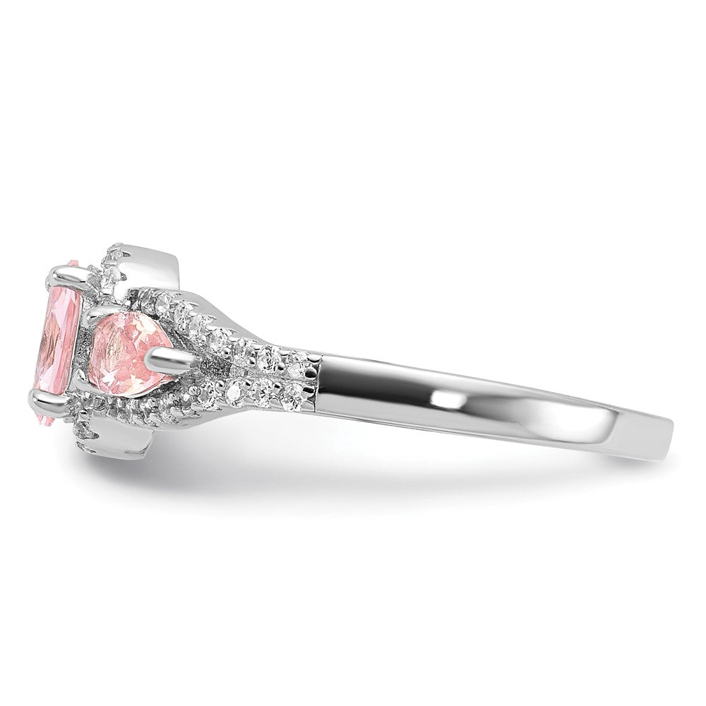 Sterling Silver Rhodium-plated Nano Crystal and CZ Ring
