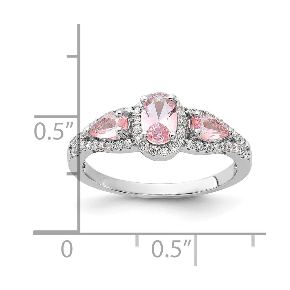 Sterling Silver Rhodium-plated Nano Crystal and CZ Ring