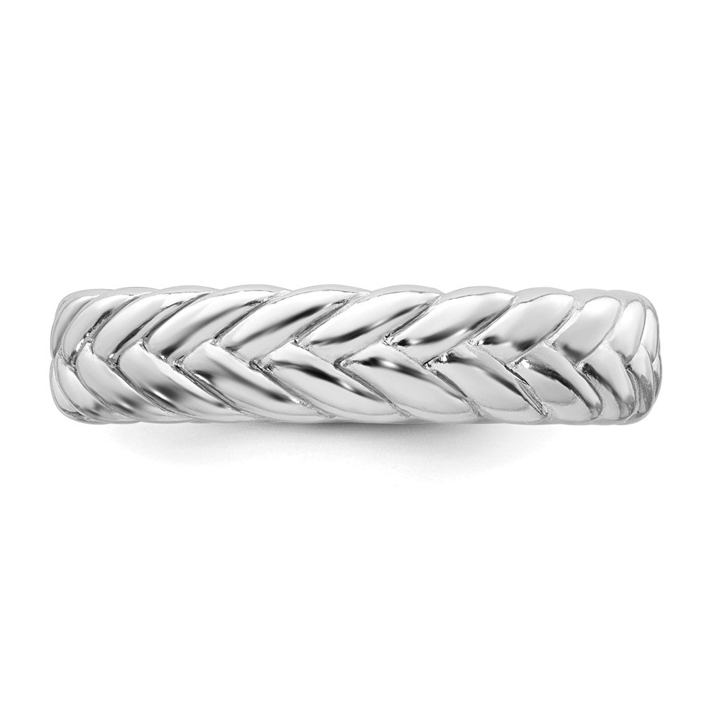 Sterling Silver Rhodium-plated Polished and Braided 5.00mm Band Size 8 Ring
