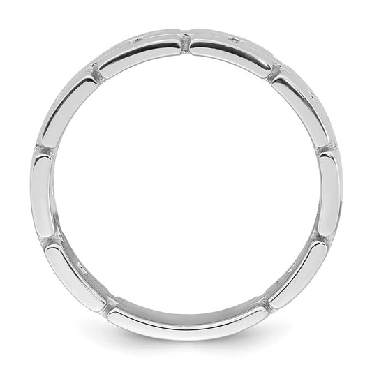 Sterling Silver Rhodium-plated Polished 5.8mm Brick Pattern Size 7 Ring